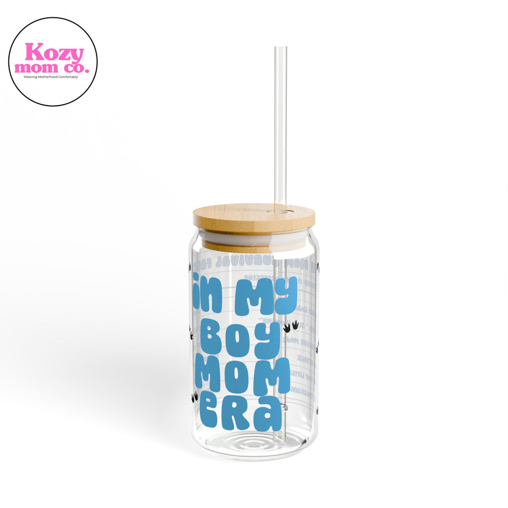 In My Boy Mom Era 16oz Glass Tumbler